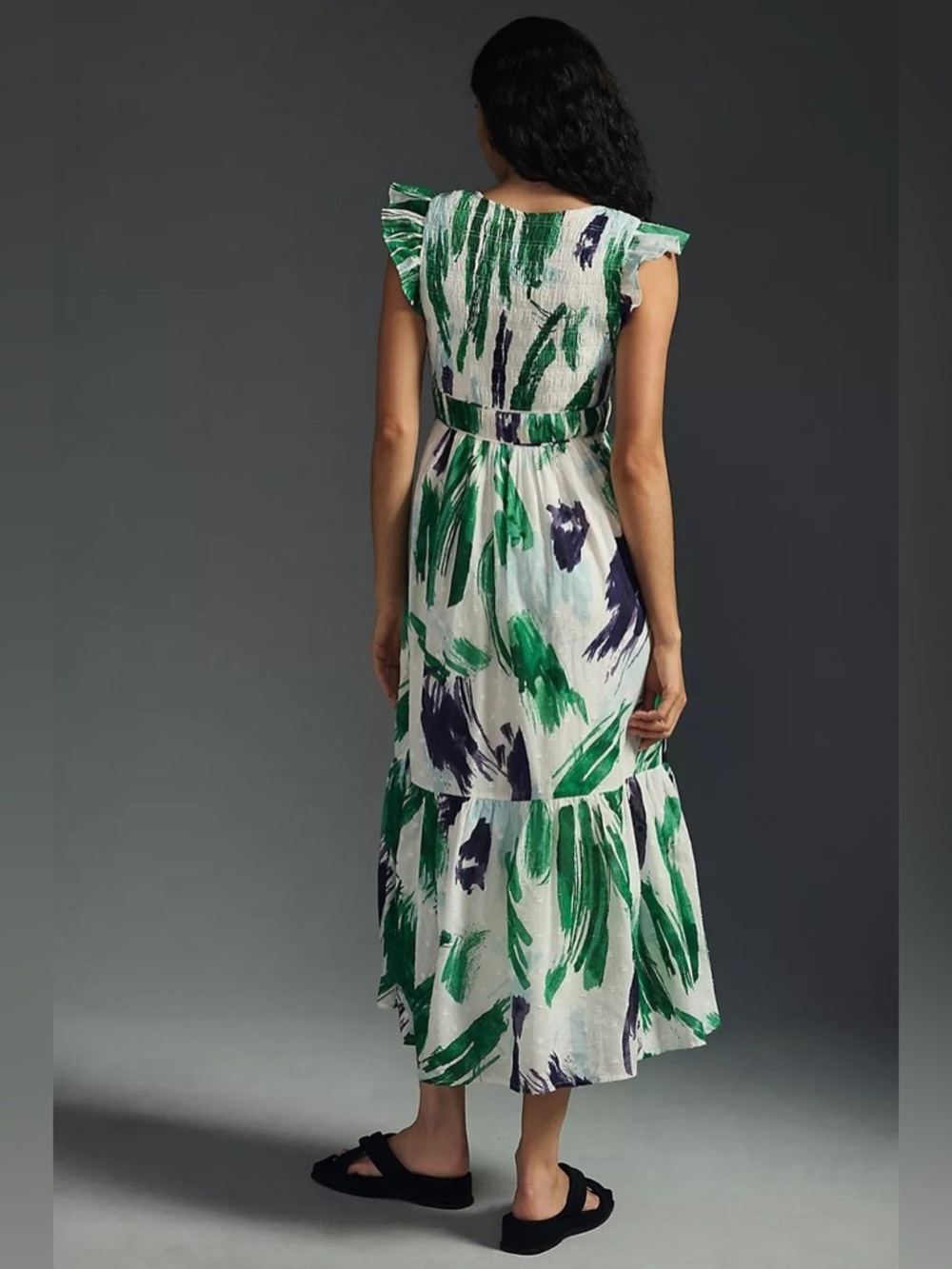Anthropologie The Peregrine Midi Dress Cotton Watercolor Size XXS - Picture 2 of 10